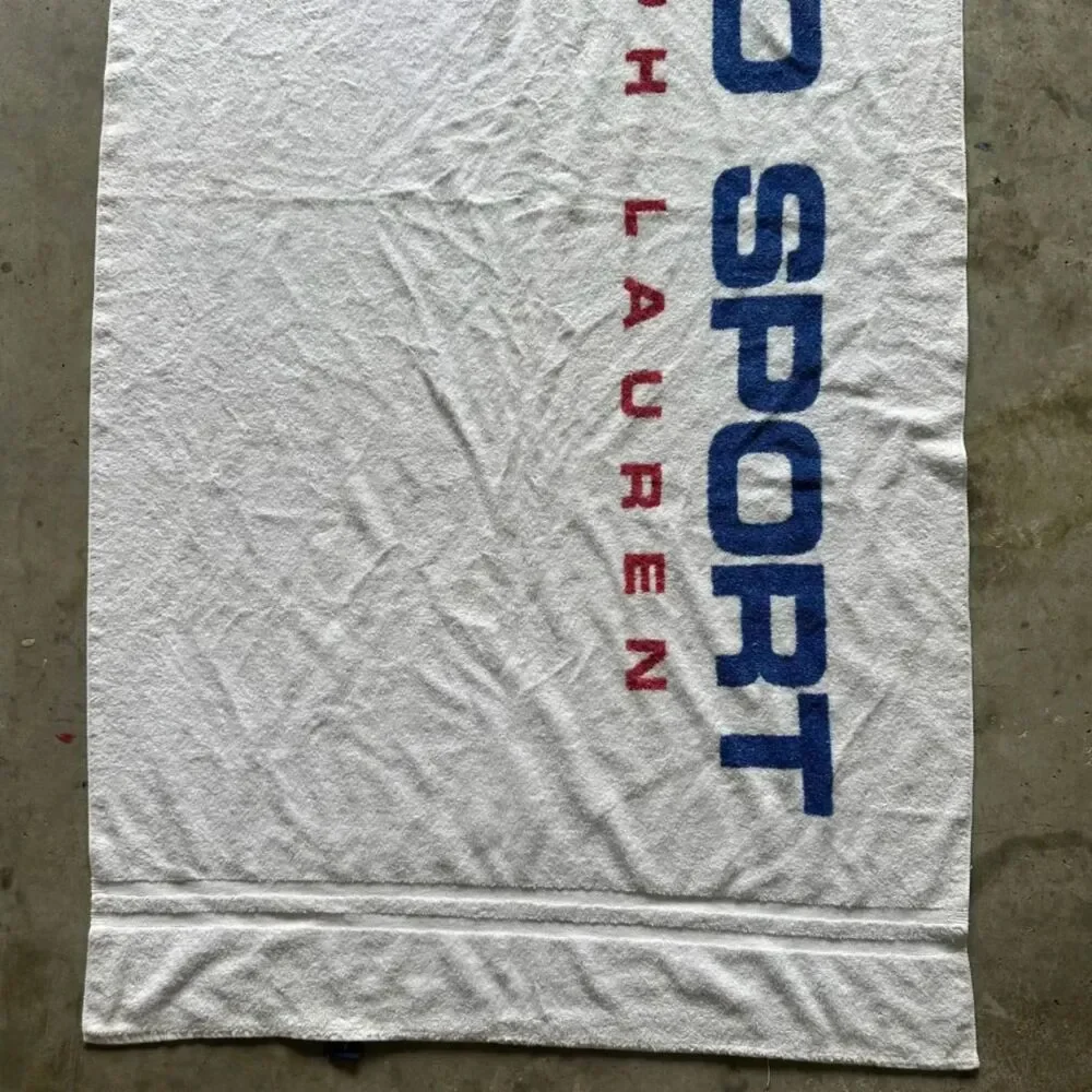 Vintage Polo Sport Ralph Lauren American Flag Beach Towel 35X68